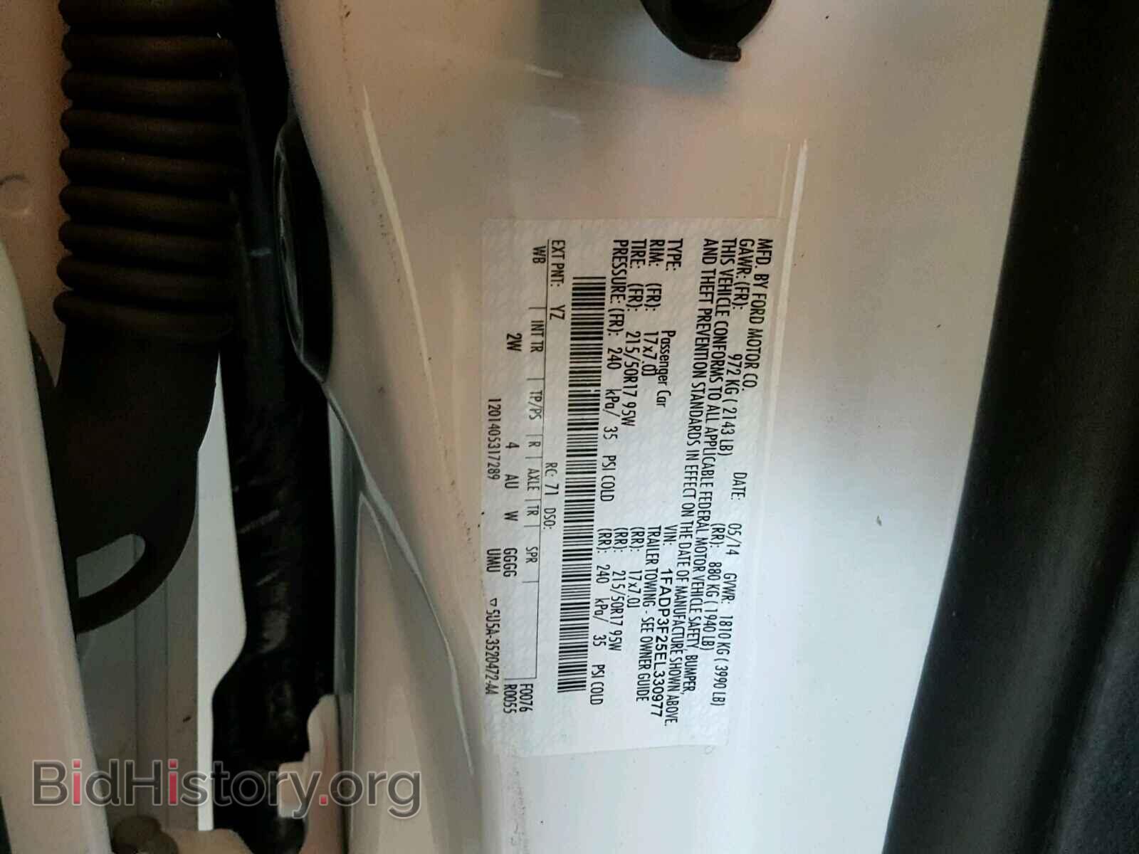 2014 FORD FOCUS - VIN: 1FADP3F25EL330977 - Фото 10