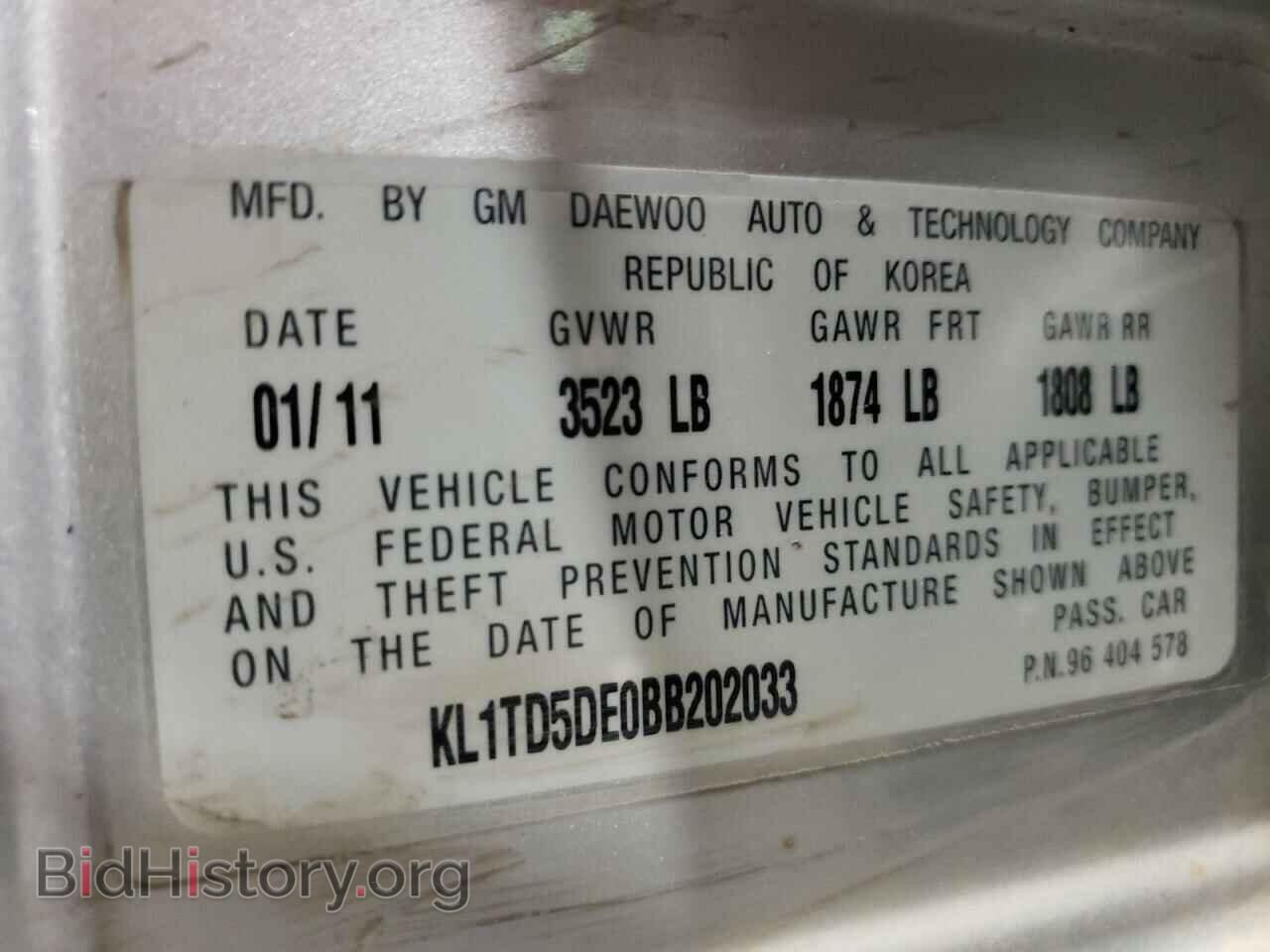 2011 CHEVROLET AVEO - VIN: KL1TD5DE0BB202033 - Фото 10