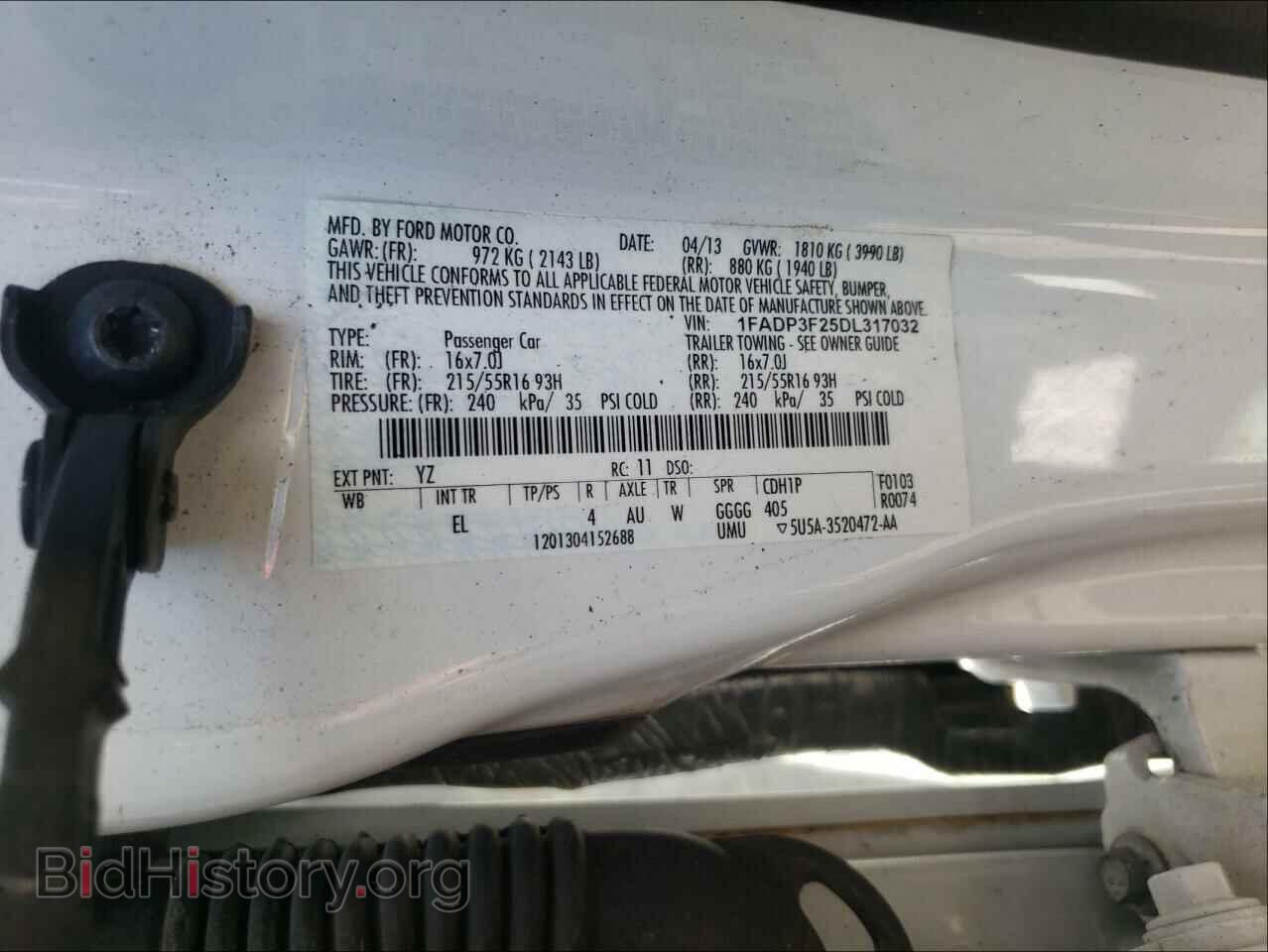 2013 FORD FOCUS - VIN: 1FADP3F25DL317032 - Фото 10