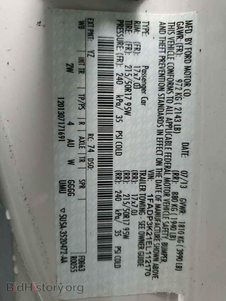 2014 FORD FOCUS - VIN: 1FADP3K21EL112170 - Фото 13