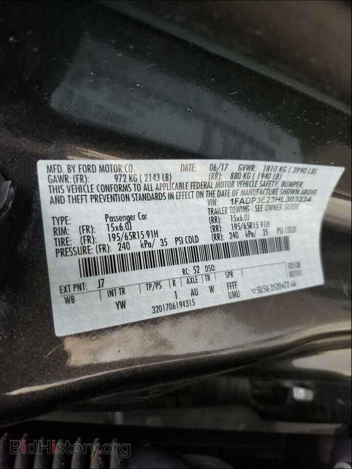 2017 FORD FOCUS - VIN: 1FADP3E23HL303234 - Фото 10