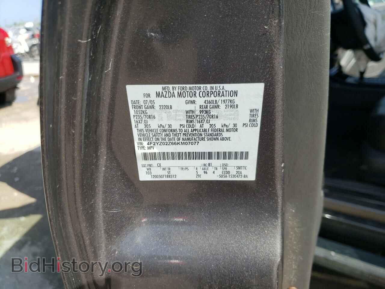 2006 MAZDA TRIBUTE - VIN: 4F2YZ02Z66KM07077 - Фото 10
