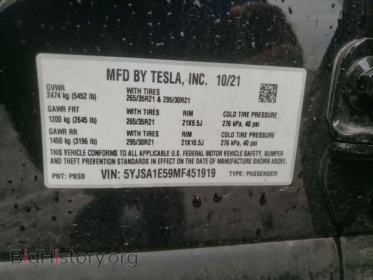2021 TESLA MODEL S - VIN: 5YJSA1E59MF451919 - Photo 10