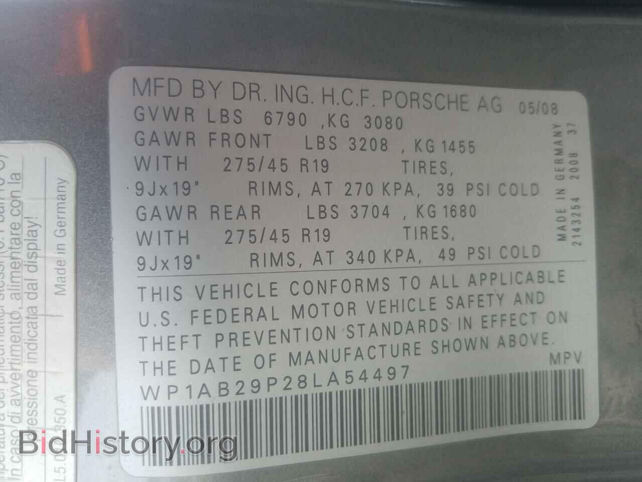 2008 PORSCHE CAYENNE - VIN: WP1AB29P28LA54497 - Фото 10