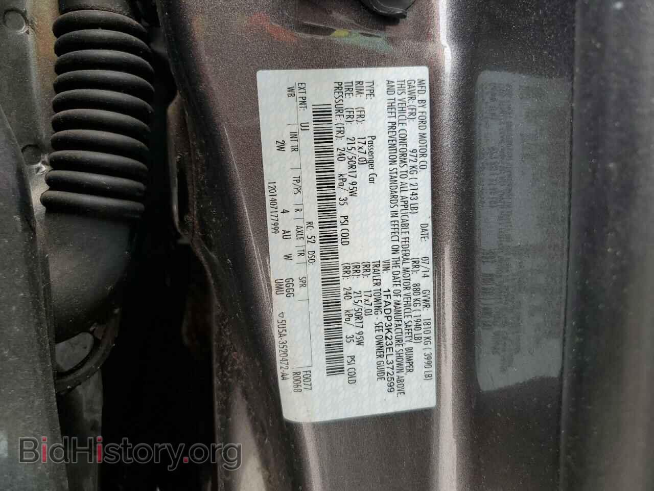 2014 FORD FOCUS - VIN: 1FADP3K23EL372599 - Фото 12