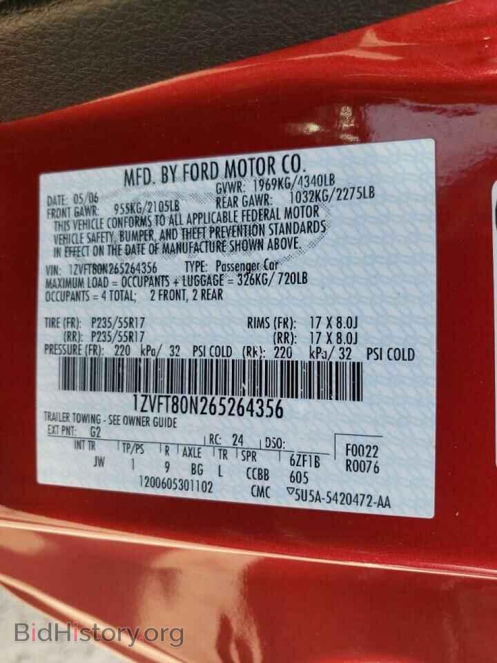 2006 FORD MUSTANG - VIN: 1ZVFT80N265264356 - Фото 10