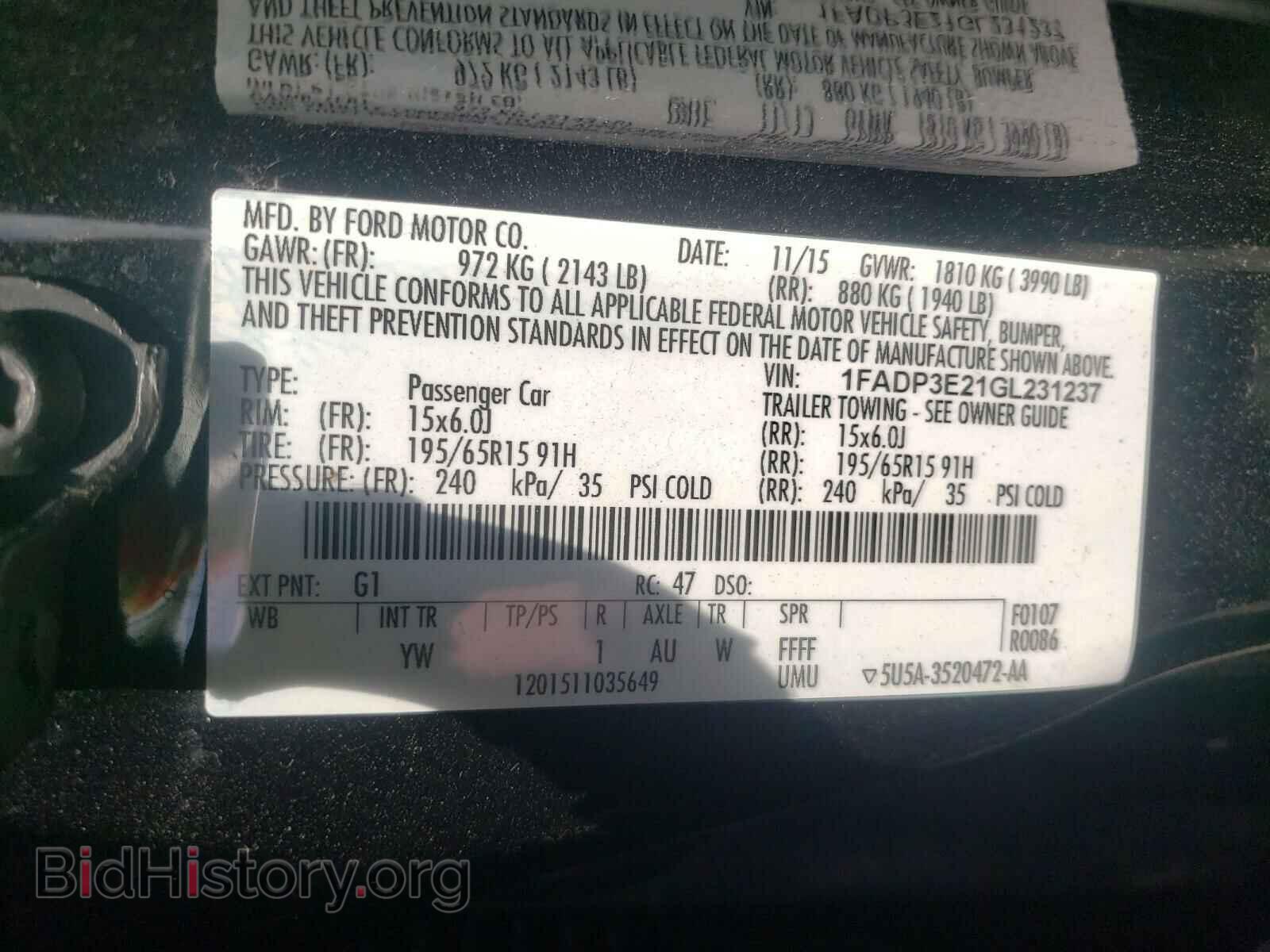 2016 FORD FOCUS - VIN: 1FADP3E21GL231237 - Фото 10
