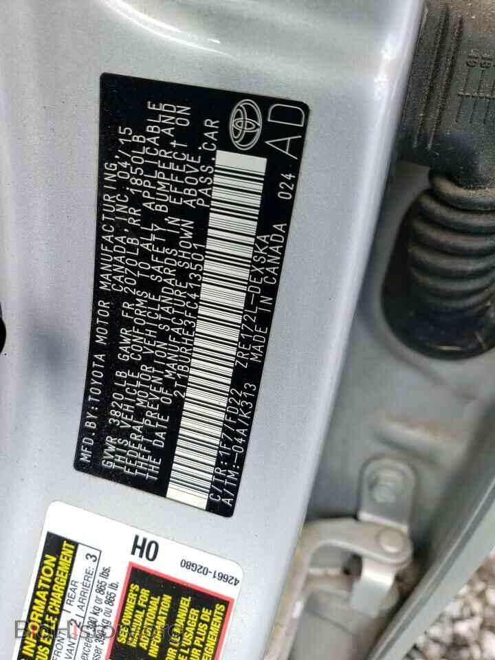 2015 TOYOTA COROLLA - VIN: 2T1BURHE3FC413501 - Фото 13
