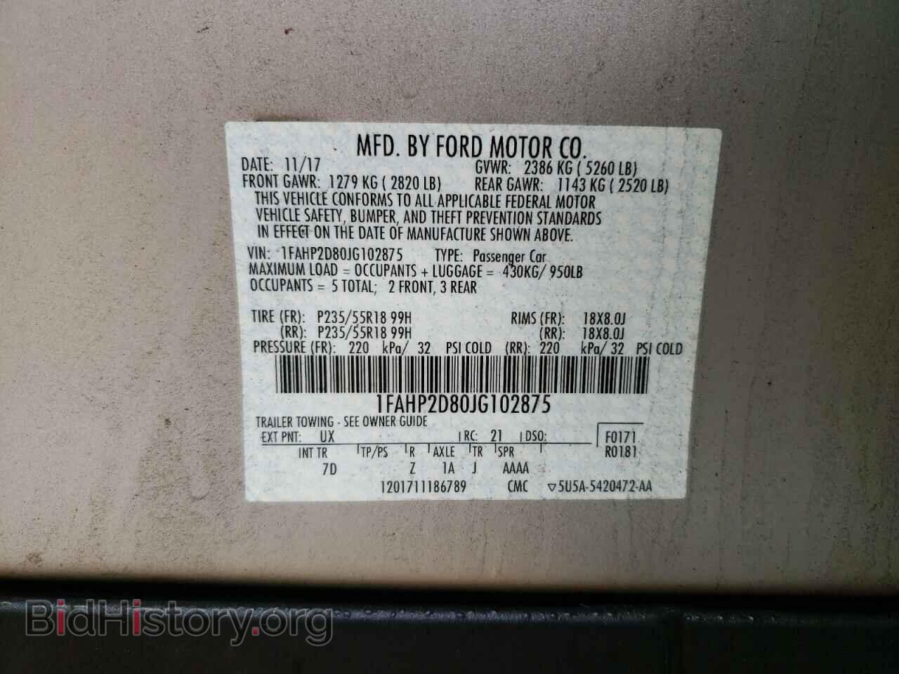 2018 FORD TAURUS - VIN: 1FAHP2D80JG102875 - Photo 13