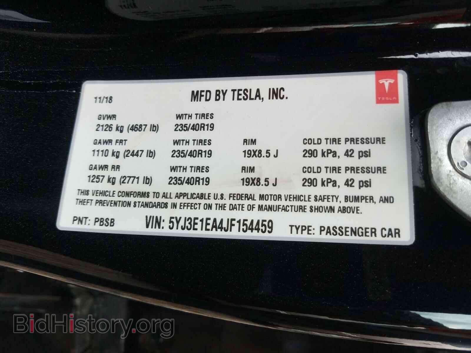 2018 TESLA MODEL 3 - VIN: 5YJ3E1EA4JF154459 - Photo 10