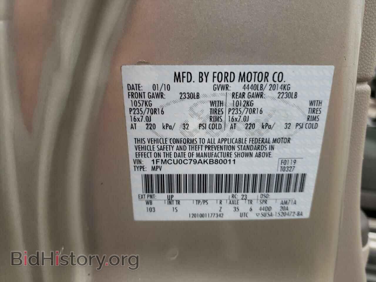 2010 FORD ESCAPE - VIN: 1FMCU0C79AKB80011 - Photo 13