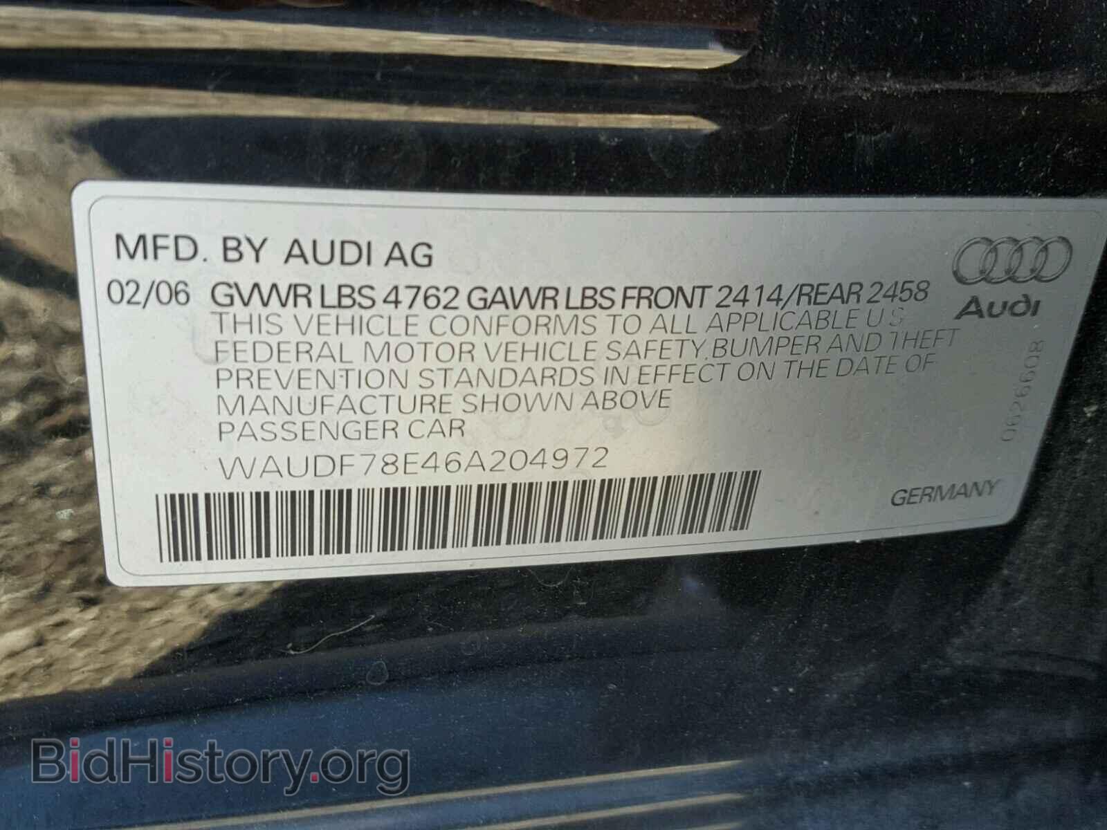 2006 AUDI A4 - VIN: WAUDF78E46A204972 - Photo 10