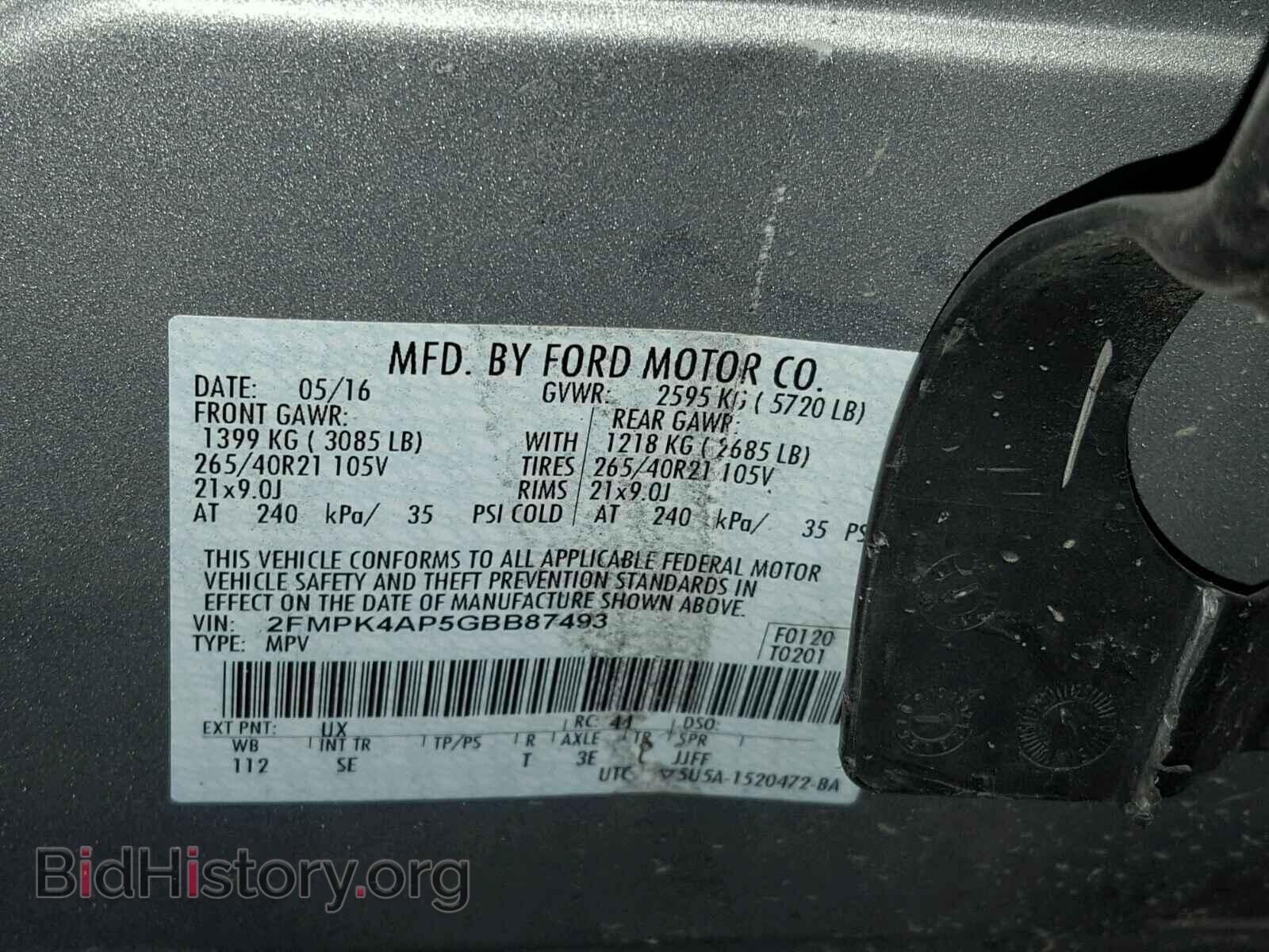 2016 FORD EDGE - VIN: 2FMPK4AP5GBB87493 - Фото 10