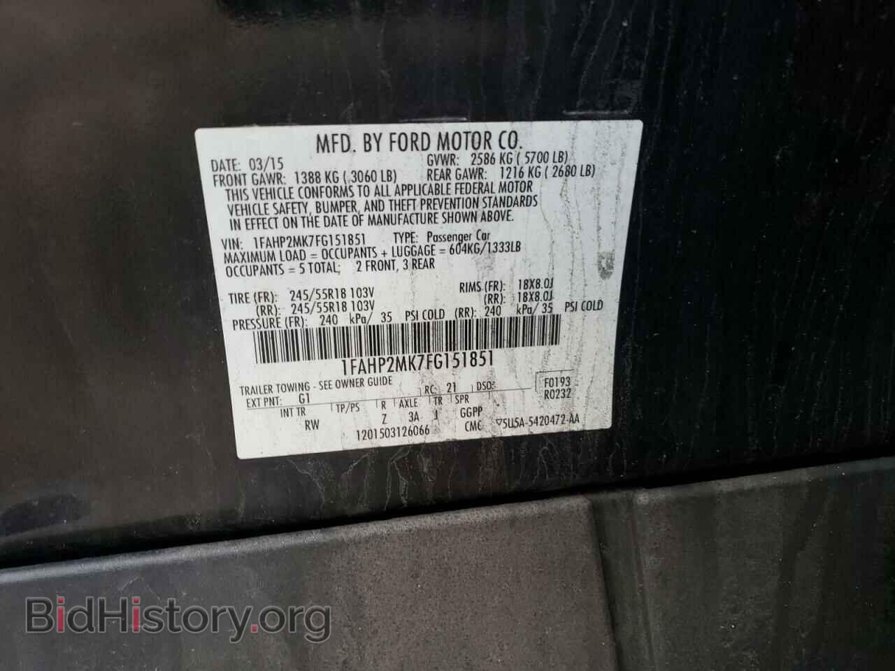 2015 FORD TAURUS - VIN: 1FAHP2MK7FG151851 - Фото 12