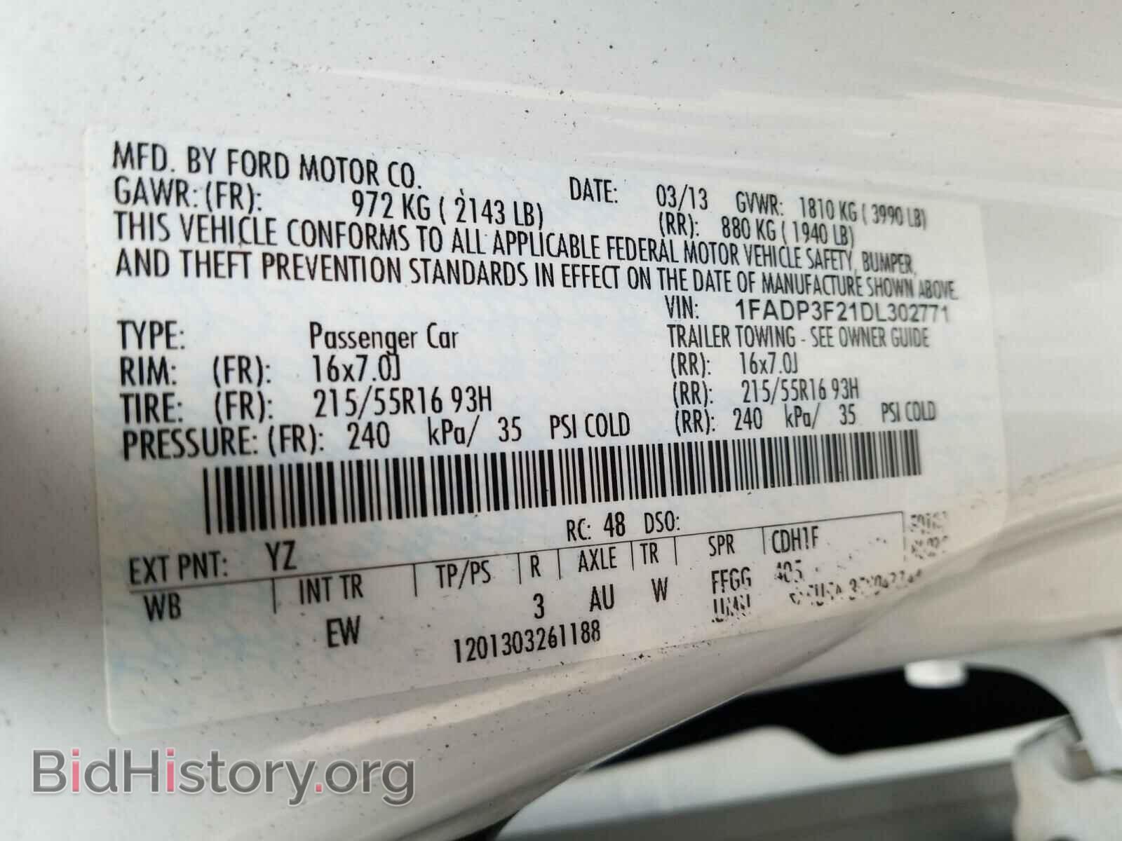 2013 FORD FOCUS - VIN: 1FADP3F21DL302771 - Фото 10