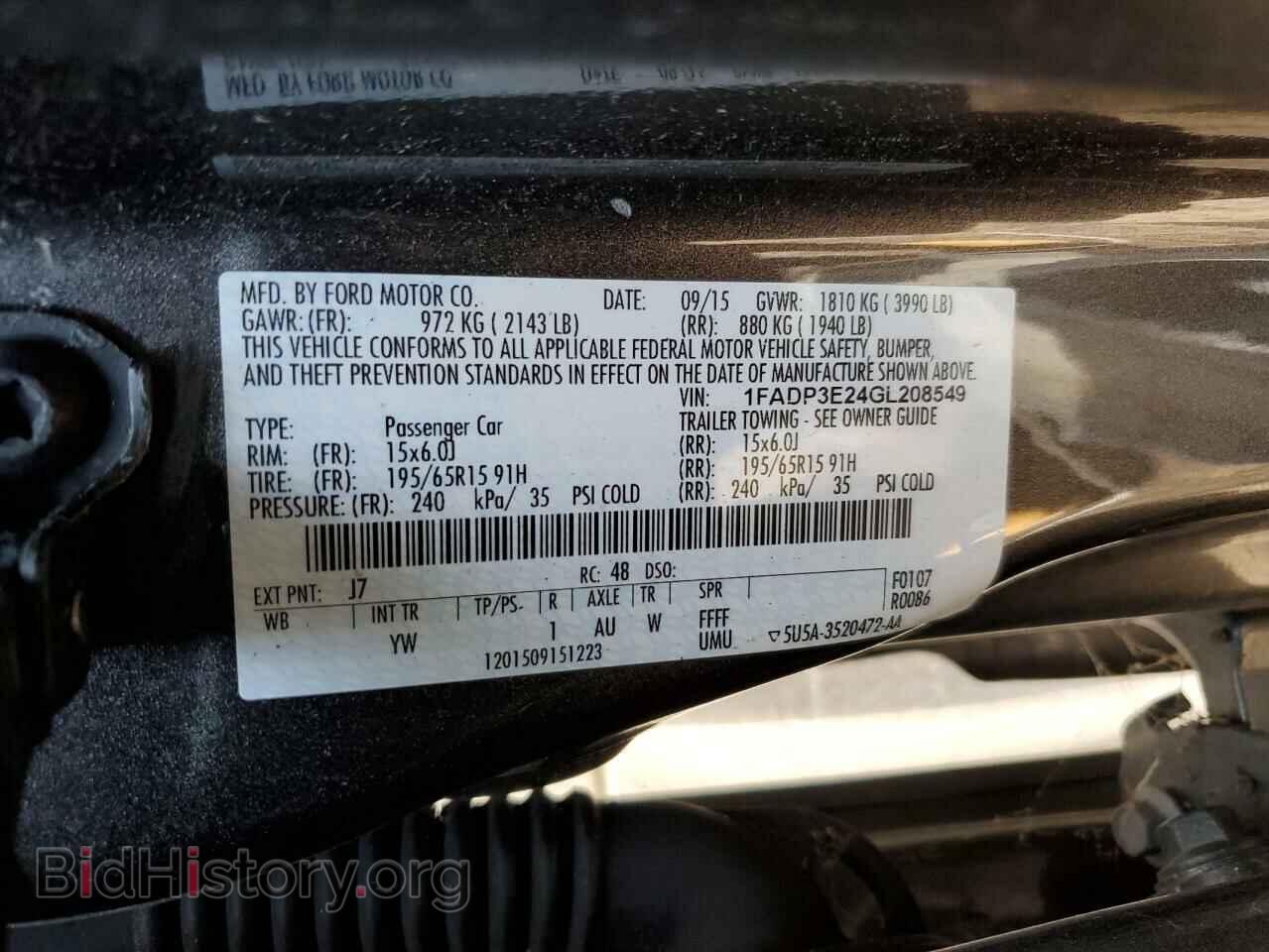 2016 FORD FOCUS - VIN: 1FADP3E24GL208549 - Фото 12