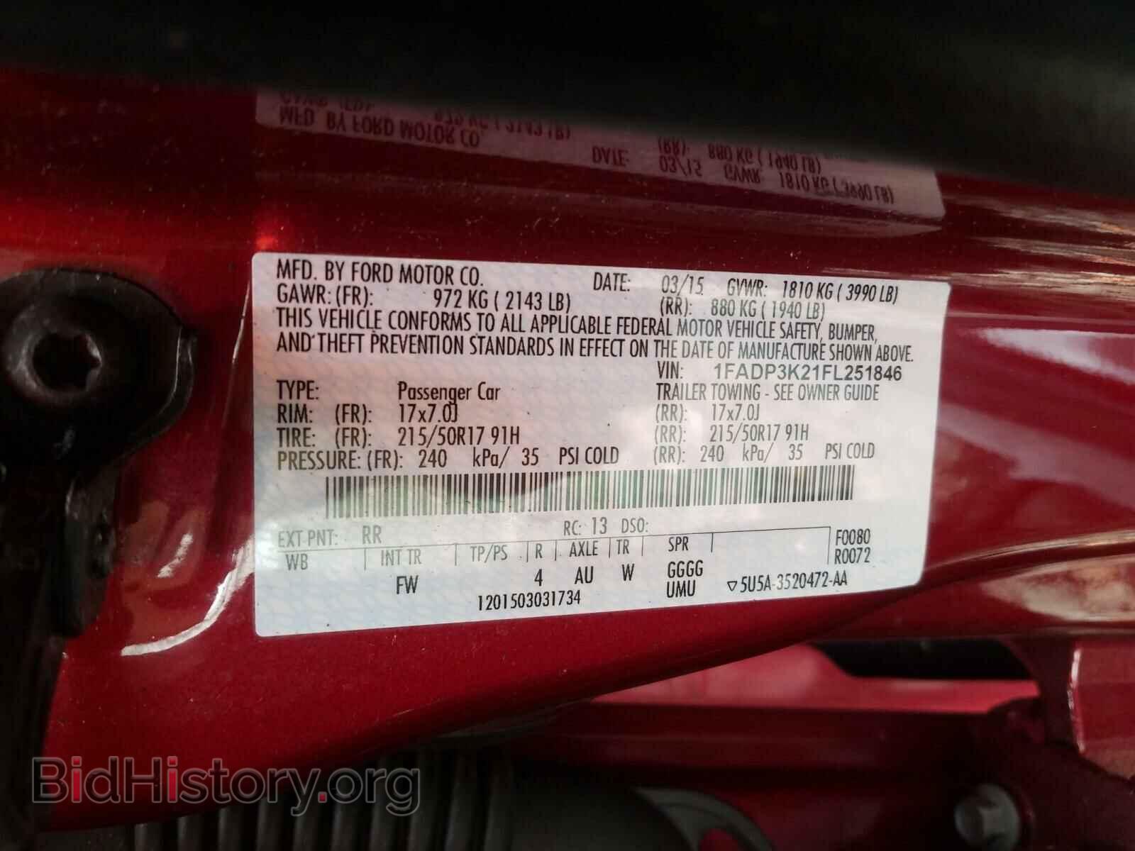 2015 FORD FOCUS - VIN: 1FADP3K21FL251846 - Фото 10