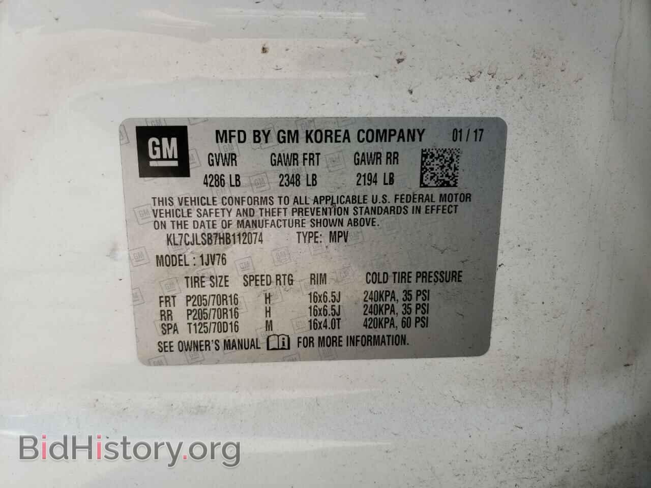 2017 CHEVROLET TRAX - VIN: KL7CJLSB7HB112074 - Фото 10