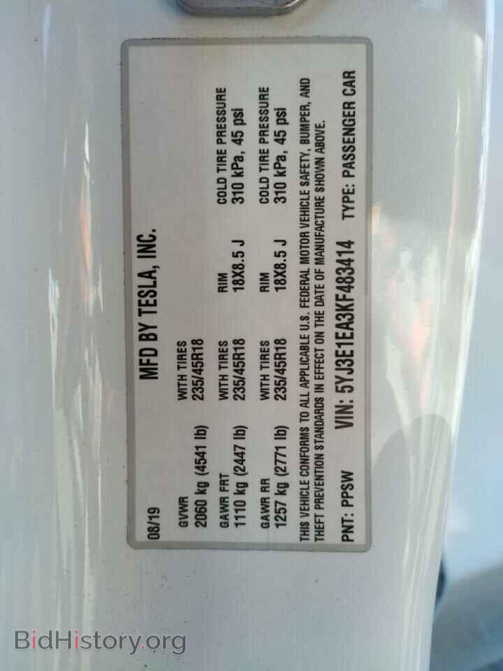 2019 TESLA MODEL 3 - VIN: 5YJ3E1EA3KF483414 - Photo 10