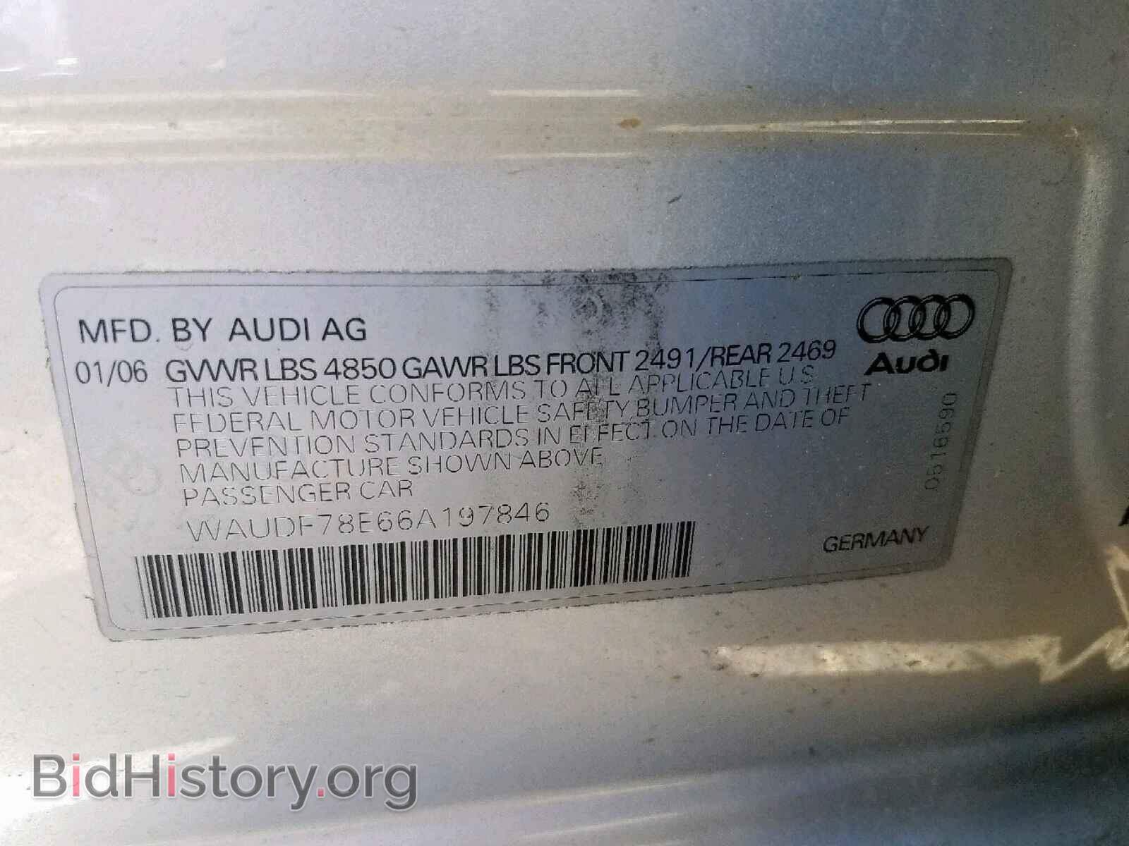 2006 AUDI A4 - VIN: WAUDF78E66A197846 - Фото 10