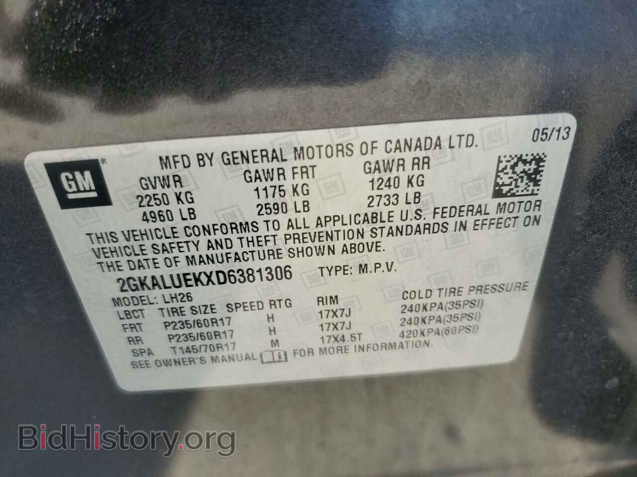 2013 GMC TERRAIN - VIN: 2GKALUEKXD6381306 - Фото 13