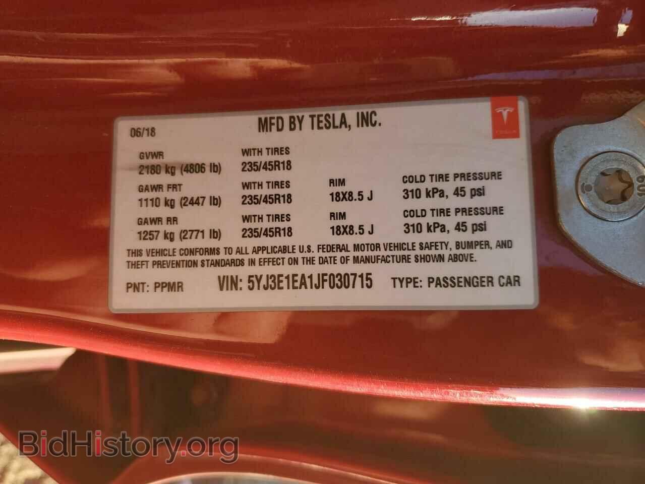 2018 TESLA MODEL 3 - VIN: 5YJ3E1EA1JF030715 - Photo 13