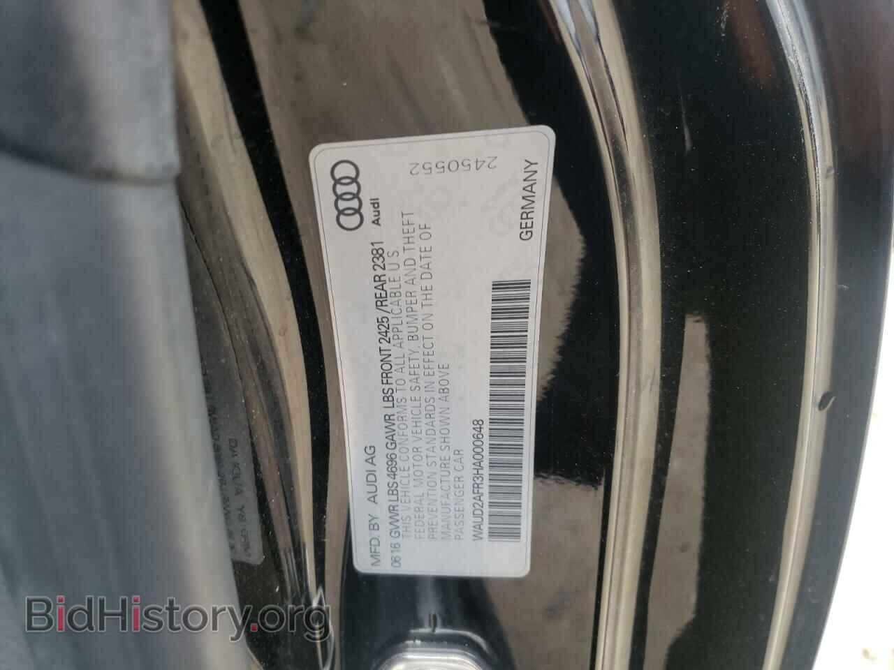 2017 AUDI A5 - VIN: WAUD2AFR3HA000648 - Фото 10