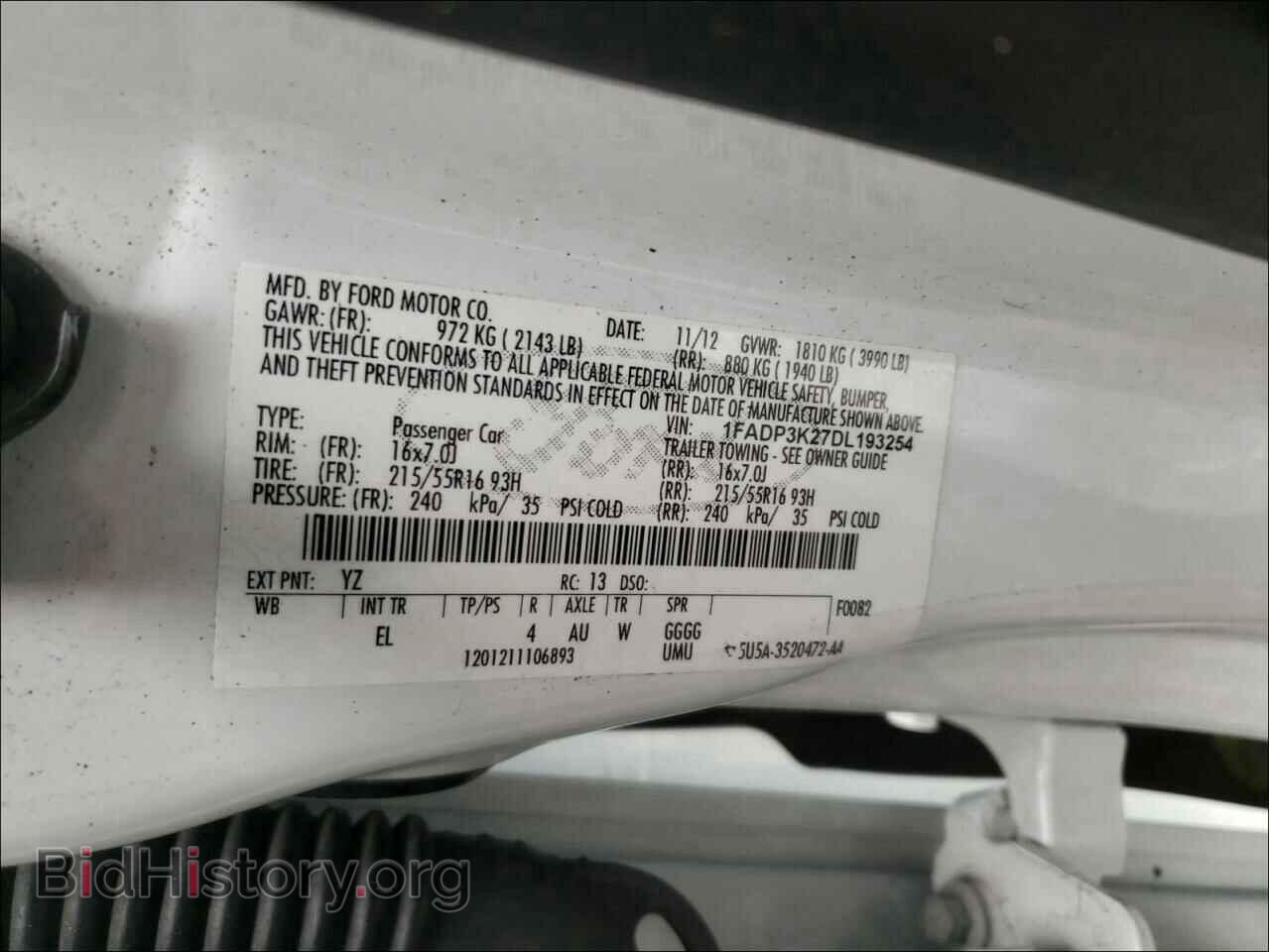 2013 FORD FOCUS - VIN: 1FADP3K27DL193254 - Фото 10