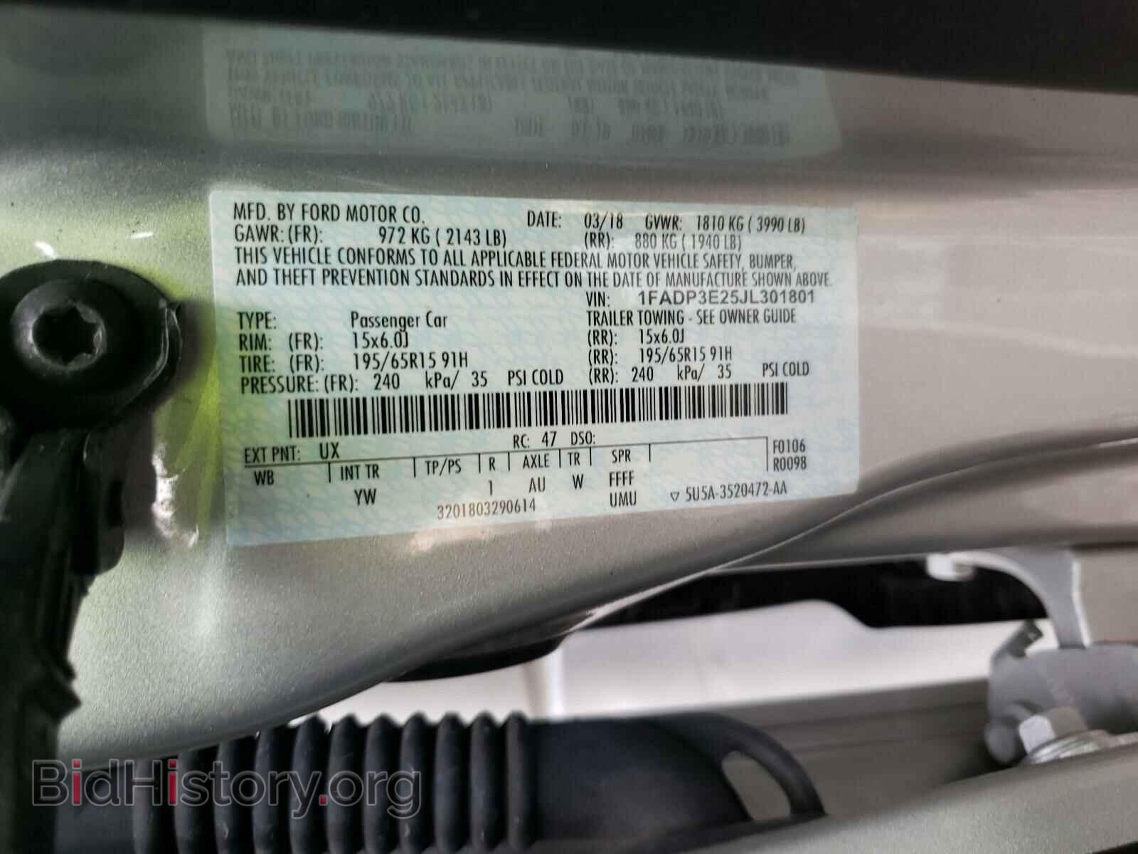 2018 FORD FOCUS - VIN: 1FADP3E25JL301801 - Фото 10