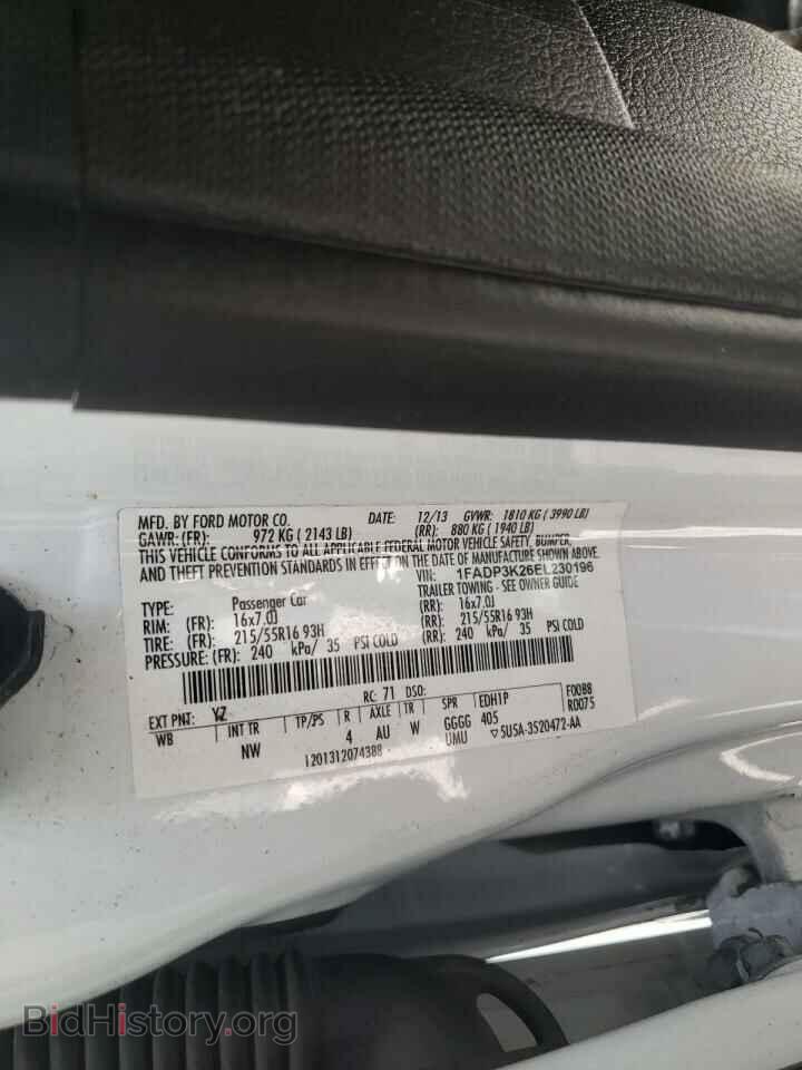 2014 FORD FOCUS - VIN: 1FADP3K26EL230196 - Фото 10