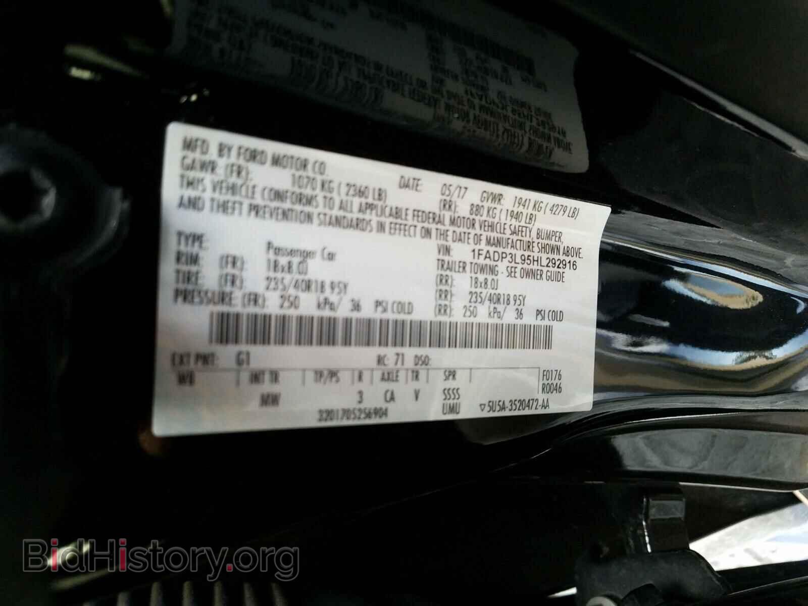 2017 FORD FOCUS - VIN: 1FADP3L95HL292916 - Photo 10