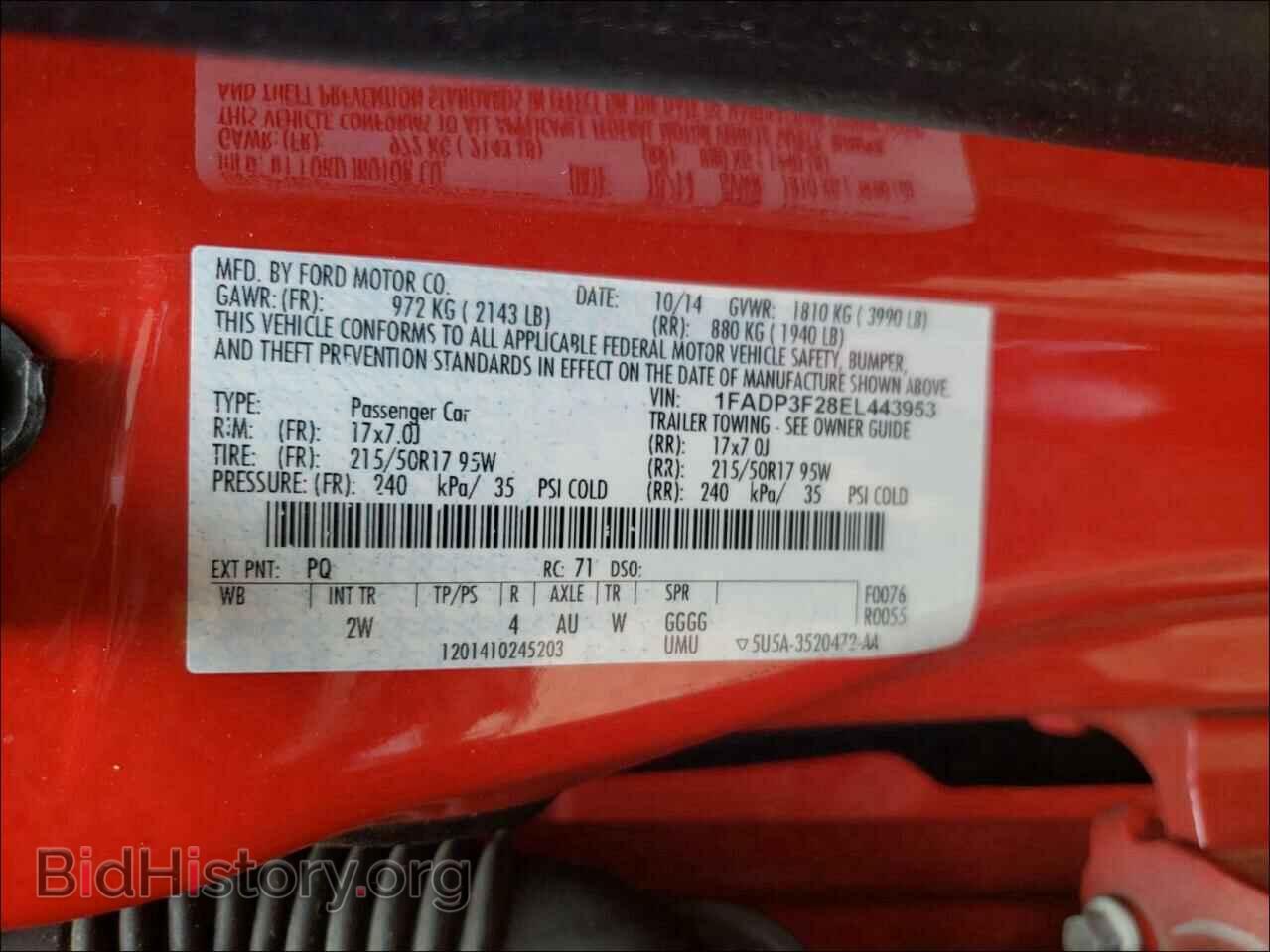 2014 FORD FOCUS - VIN: 1FADP3F28EL443953 - Фото 10