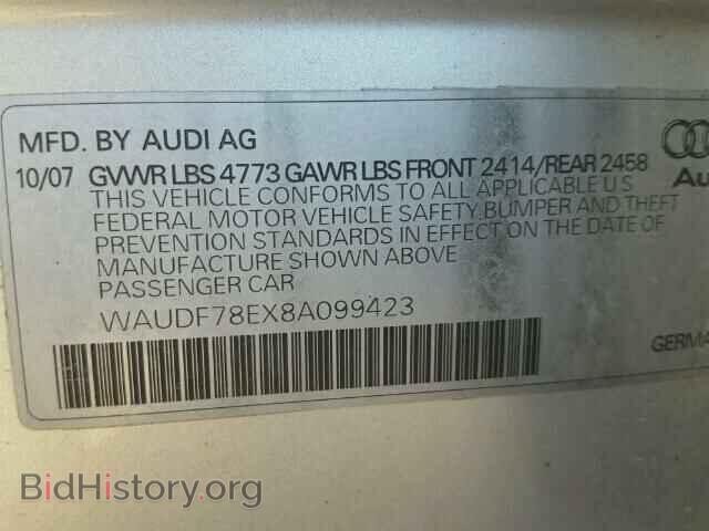 2008 AUDI A4 - VIN: WAUDF78EX8A099423 - Фото 10