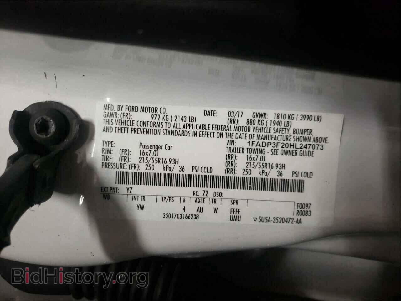 2017 FORD FOCUS - VIN: 1FADP3F20HL247073 - Фото 10