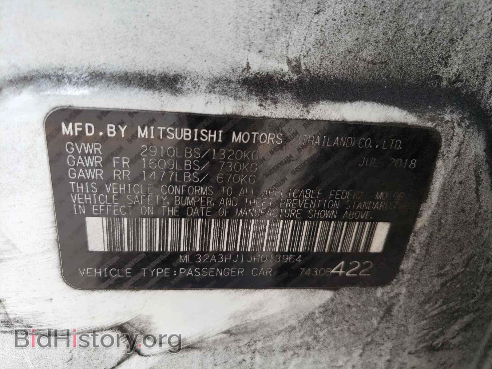 2018 MITSUBISHI MIRAGE - VIN: ML32A3HJ1JH013964 - Фото 10