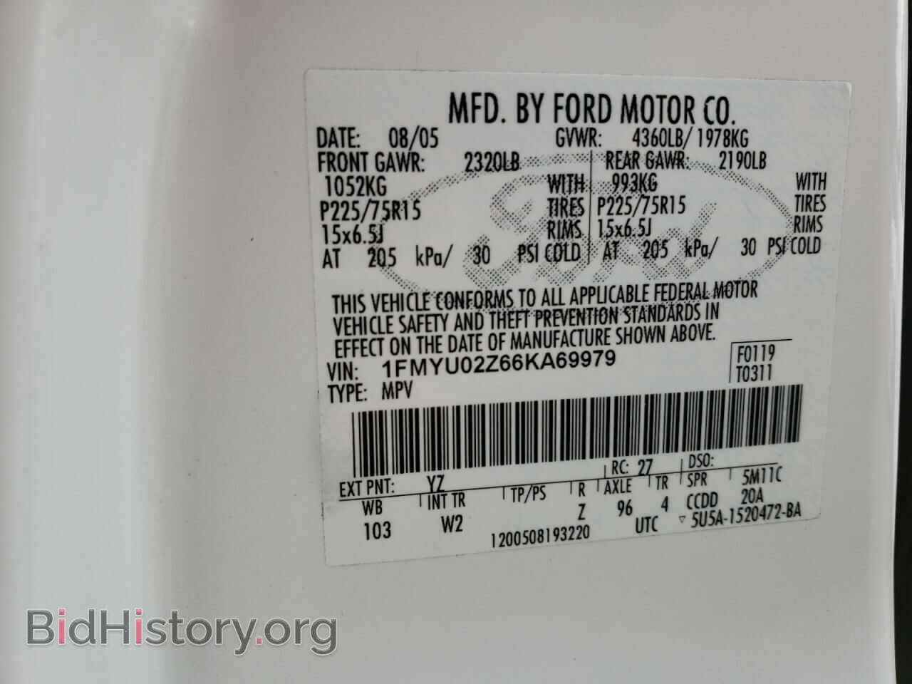 2006 FORD ESCAPE - VIN: 1FMYU02Z66KA69979 - Фото 13