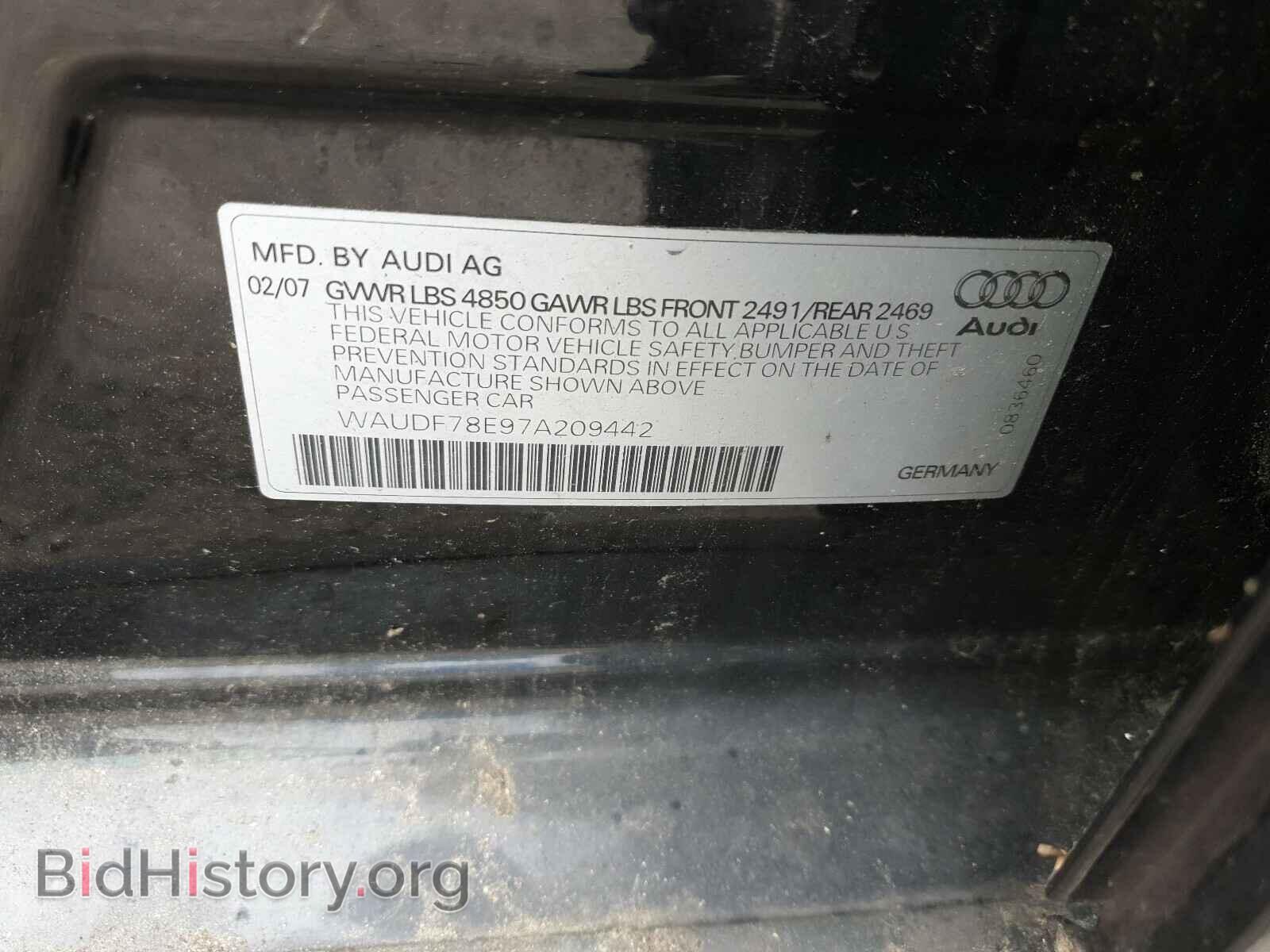 2007 AUDI A4 - VIN: WAUDF78E97A209442 - Фото 10