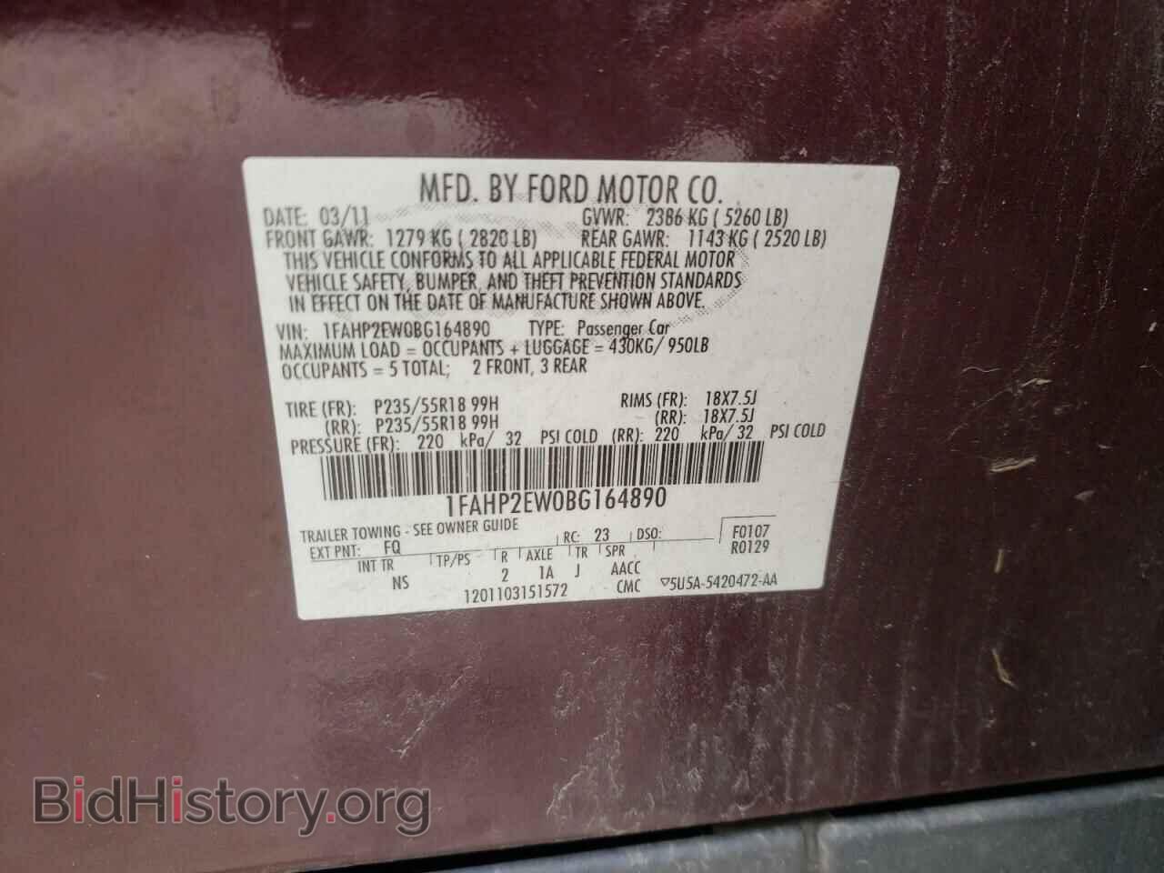 2011 FORD TAURUS - VIN: 1FAHP2EW0BG164890 - Photo 10