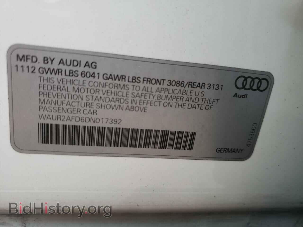 2013 AUDI A8 - VIN: WAUR2AFD6DN017392 - Фото 10