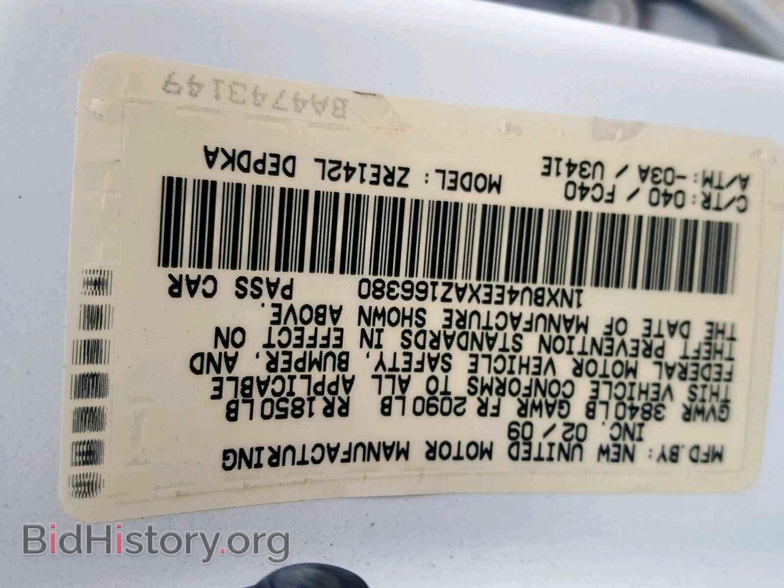 2010 TOYOTA COROLLA BA - VIN: 1NXBU4EEXAZ166380 - Фото 10
