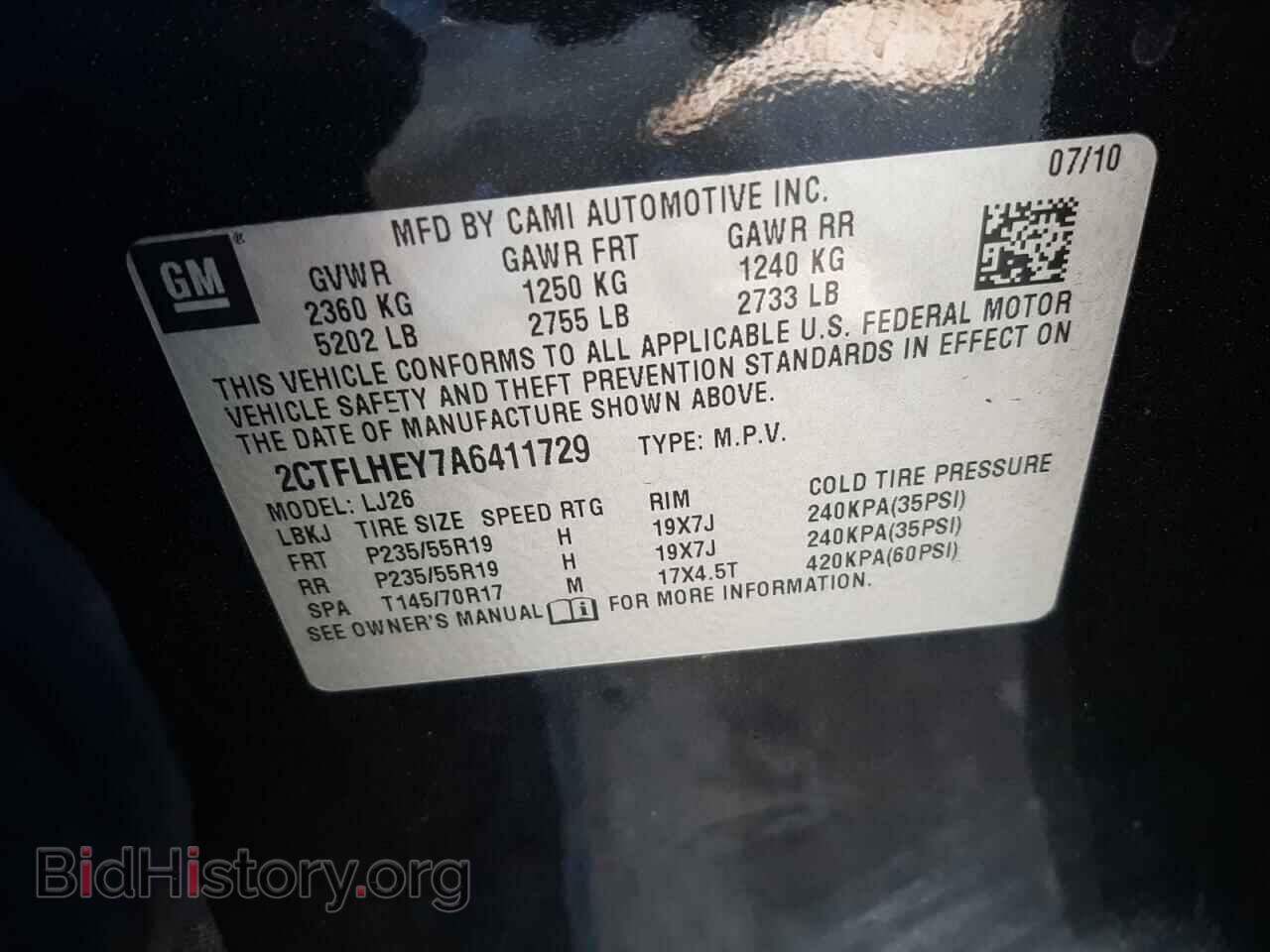 2010 GMC TERRAIN - VIN: 2CTFLHEY7A6411729 - Фото 10