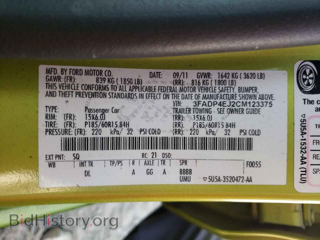 2012 FORD FIESTA - VIN: 3FADP4EJ2CM123375 - Фото 10