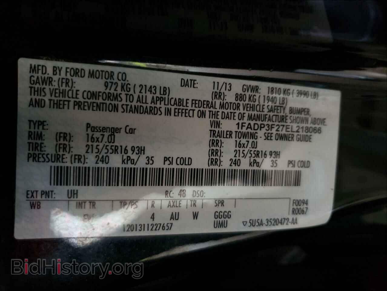 2014 FORD FOCUS - VIN: 1FADP3F27EL218066 - Фото 10