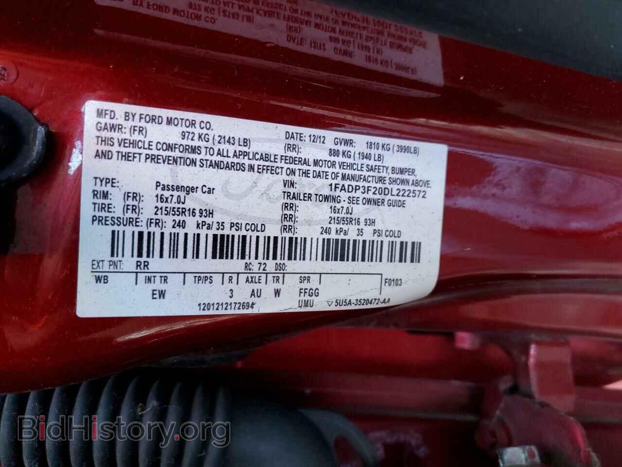 2013 FORD FOCUS - VIN: 1FADP3F20DL222572 - Фото 12