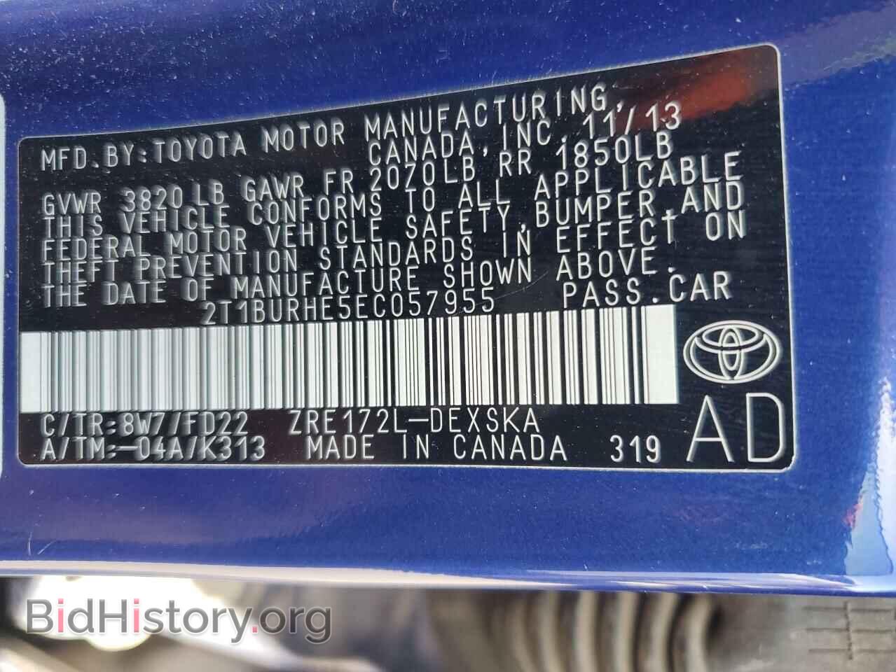 2014 TOYOTA COROLLA - VIN: 2T1BURHE5EC057955 - Фото 13