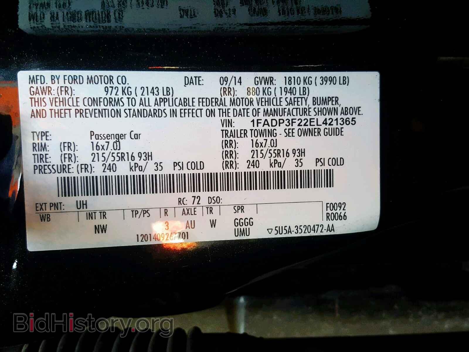2014 FORD FOCUS SE - VIN: 1FADP3F22EL421365 - Фото 10