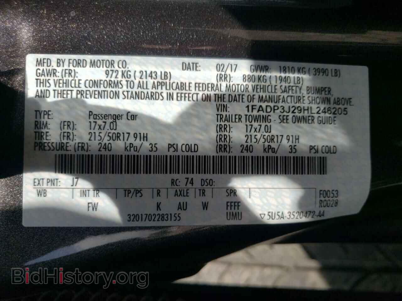 2017 FORD FOCUS - VIN: 1FADP3J29HL246205 - Фото 10
