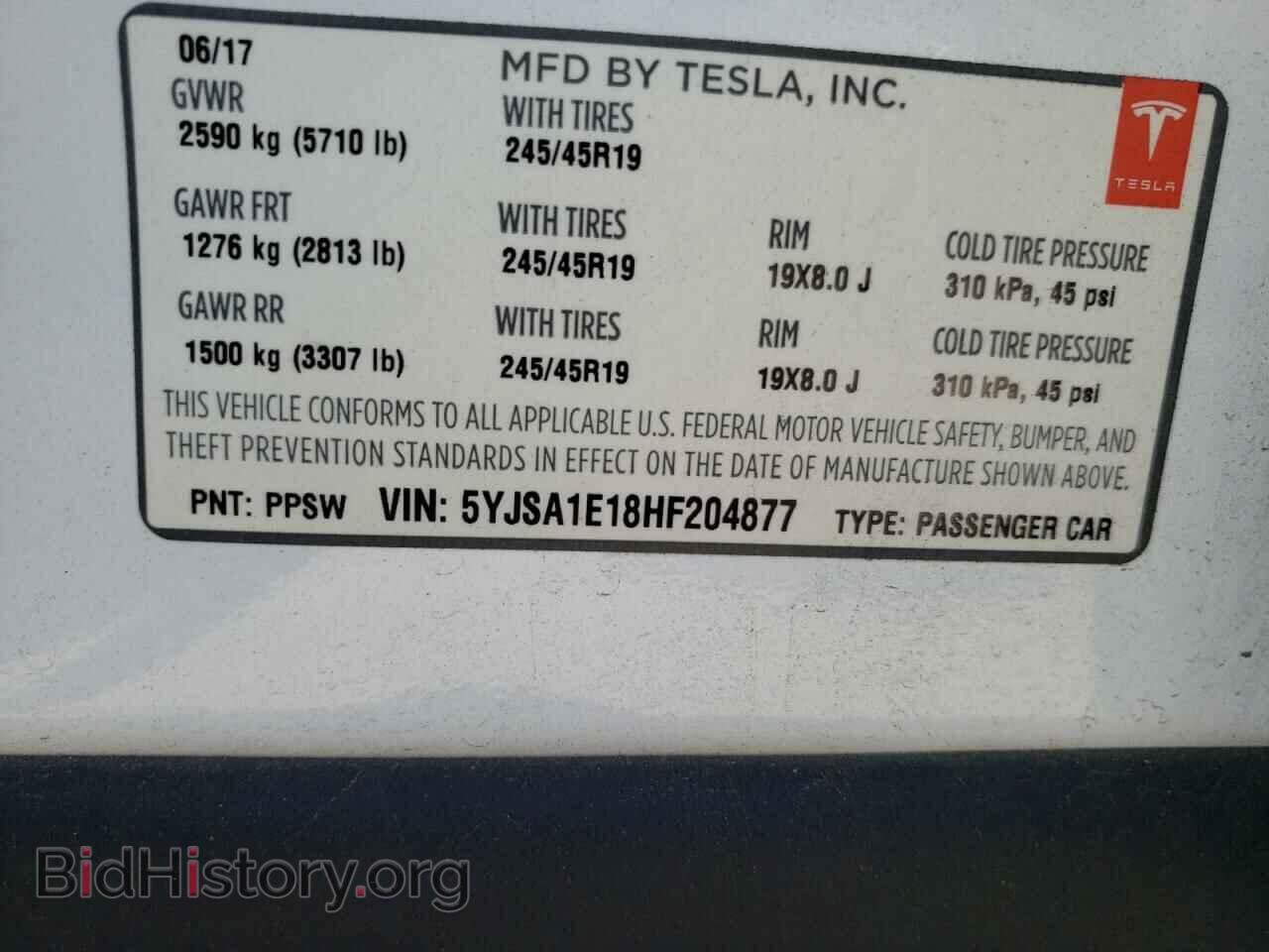 2017 TESLA MODEL S - VIN: 5YJSA1E18HF204877 - Фото 10