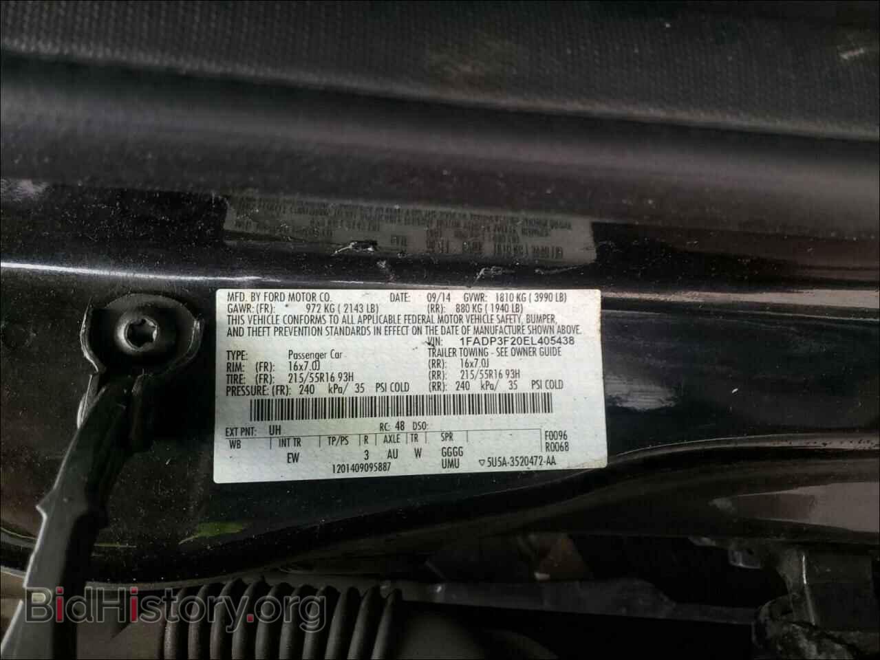 2014 FORD FOCUS - VIN: 1FADP3F20EL405438 - Фото 10