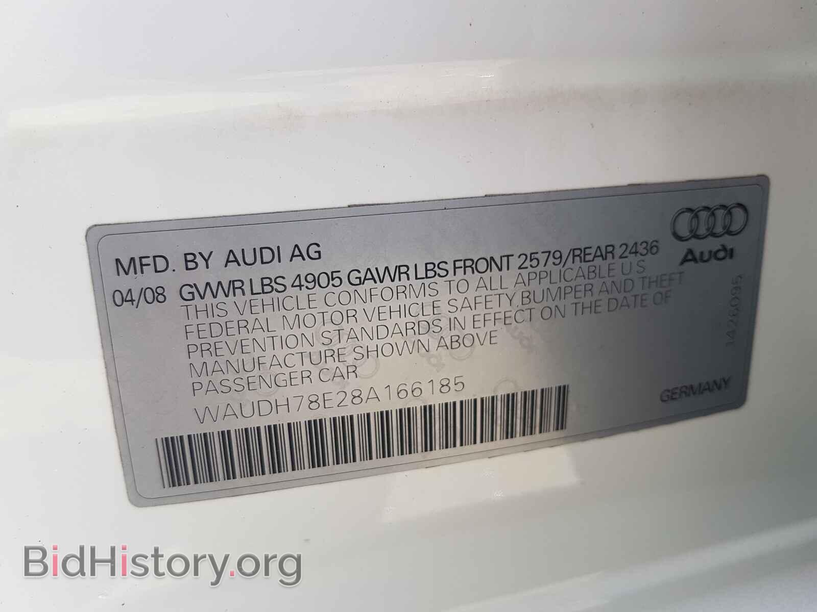2008 AUDI A4 - VIN: WAUDH78E28A166185 - Фото 10